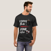 T-shirt Café maintenant Vin plus tard Chat Chien Vin Café  (Devant entier)
