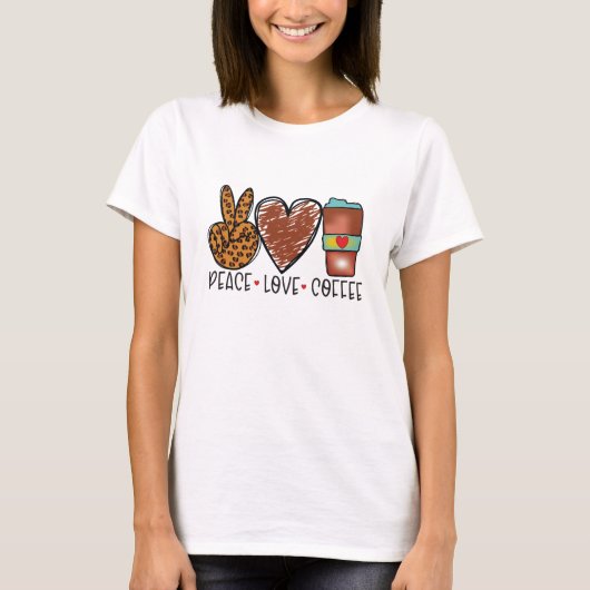 T-shirt Café moderne Peace Love (Devant)