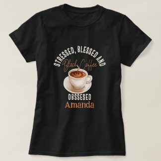 T-shirt Café Noir Obtenu Nom Personnalisé
