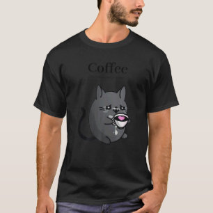 T-shirt Café Parce que le Meurtre est Mal Chat Noir Boit d