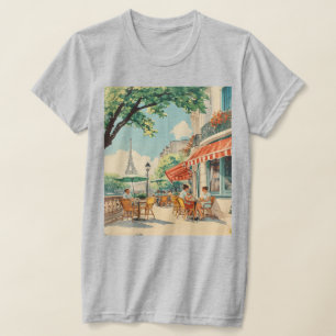 T-shirt Café parisien avec vue Eiffel