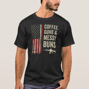 T-shirt Café Pistolets & Chignons Débraillés Drapeau Usa F