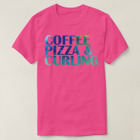 T-shirt Café Pizza et Curling Sports d'hiver (Design devant)