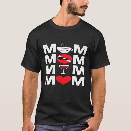 T-shirt Café Plongée Vin Mère Plongeur Mère Drapeau (Devant)