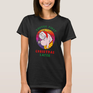 T-shirt Café Premier Noël Plus Tard Fatigué Père Noël Boir