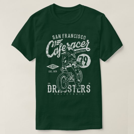 T-shirt Cafe Racer Retro Motorcycle Biker (Design devant)