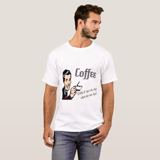 T-shirt café rétro pour hommes (Devant entier)