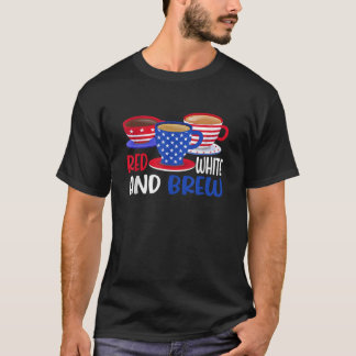 T-shirt Café Rouge Blanc Et Brûler 4 juillet Patriotique W