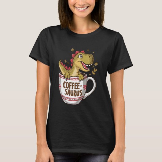 T-shirt Café-Saurus Dinosaure Louveur de café Art 3 (Devant)