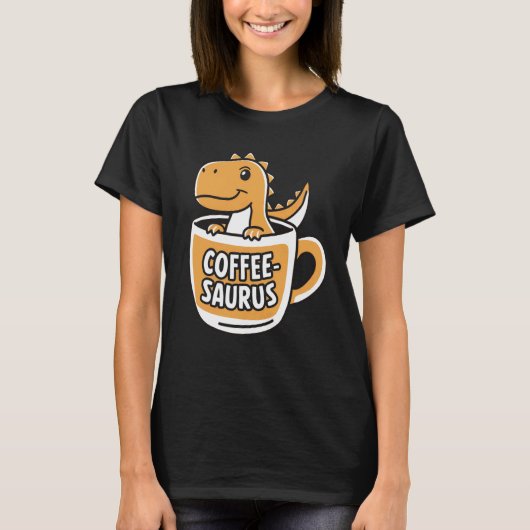 T-shirt Café-Saurus Dinosaure Louveur de café Art 4 (Devant)