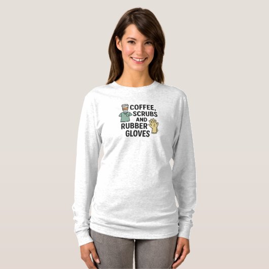 T-SHIRT CAFÉ, SCRUBS ET GLOBES EN CAOUTCHOUC (Devant entier)