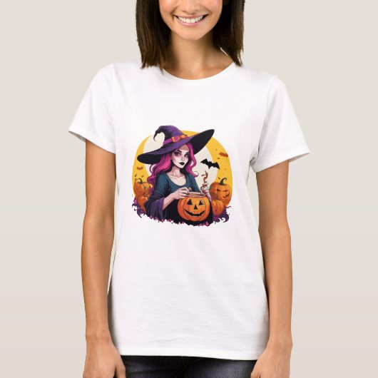 T-shirt Café sorcière Halloween (Devant)