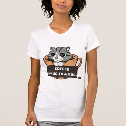 T-shirt Café : Un câlin dans une Mug (Devant)