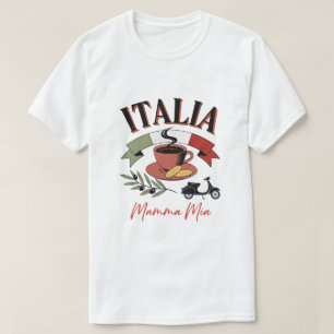 T-shirt Café Vintage Italia, Scooter Rétro et Mamma Mia