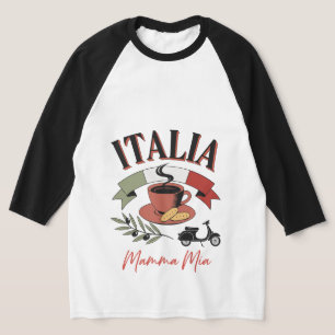 T-shirt Café Vintage Italia, Scooter Rétro et Mamma Mia