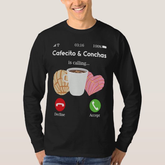 T-shirt Cafecito Cafe Conchas  Cute Spanish Pun Coffee (Devant)