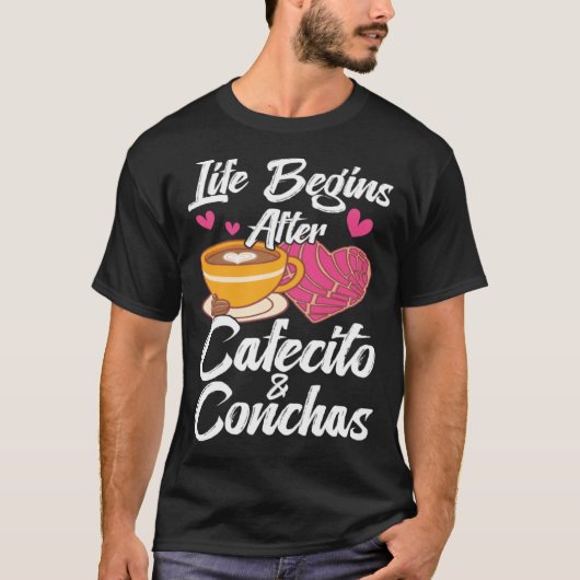 T-shirt Cafecito & Conchas Cute Spanish Pun Coffee Cafe (Devant)