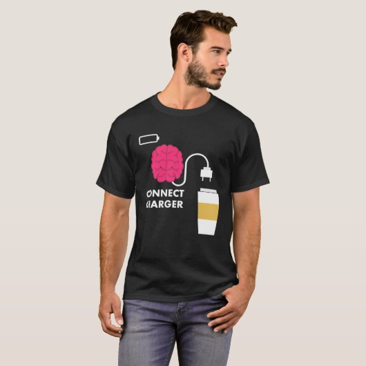 T-shirt Caffeine Connect Charger Coffee Brain Empty Batter (Devant entier)