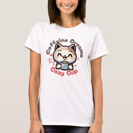 T-shirt Caffeine Dreams Chat Delight (Devant)