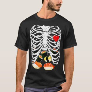 T-shirt Cage de côtes Skeleton Sushi XRay Skeleton Hallowe