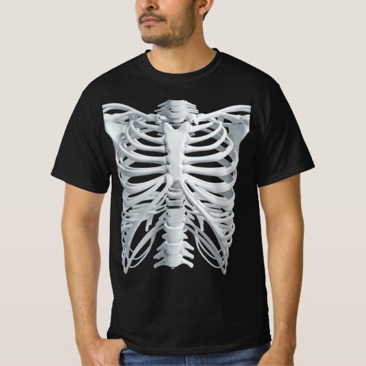 T-shirt Cage Thoracique de Squelette (Devant)