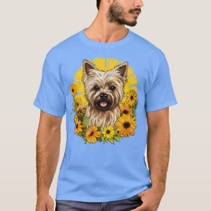 T-shirt Cairn Terrier Fleur de tournesol Jardin Coupe colo
