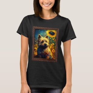 T-shirt Cairn Terrier Peinture Tournesol Fleur Maman Femme