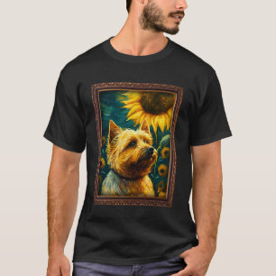 T-shirt Cairn Terrier Peinture Tournesol Fleur Maman Femme