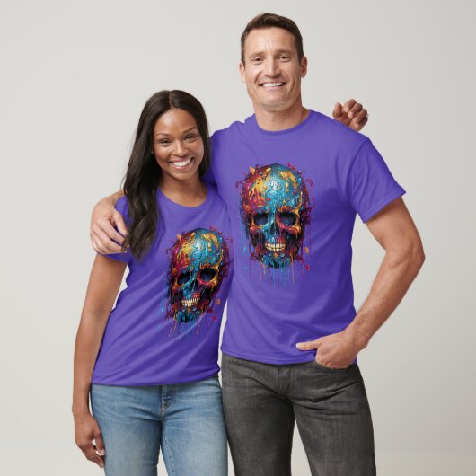 T-shirt calavera multicolor (Unisexe)