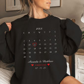 T-shirt Calendrier Couple Anniversaire Saint-Valentin Noir