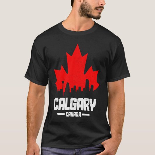 T-shirt Calgary Alberta Canada Feuille d'érable Drapeau ca (Devant)