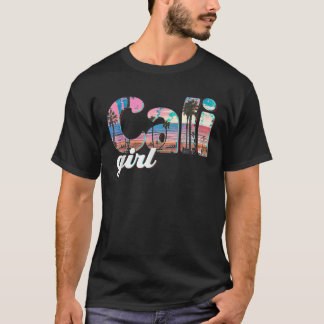 T-shirt Cali Girl Sunset Beach Californie Summer Retro Wom