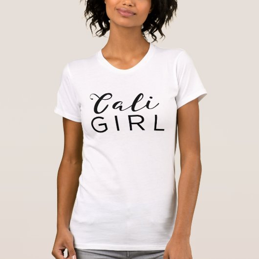 T-shirt CALI GIRL tendance Noir Script Calligraphie modern (Devant)