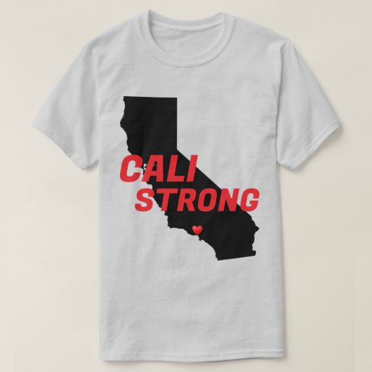 T-shirt CALI STRONG Red Blk CA Solid Heart (Design devant)