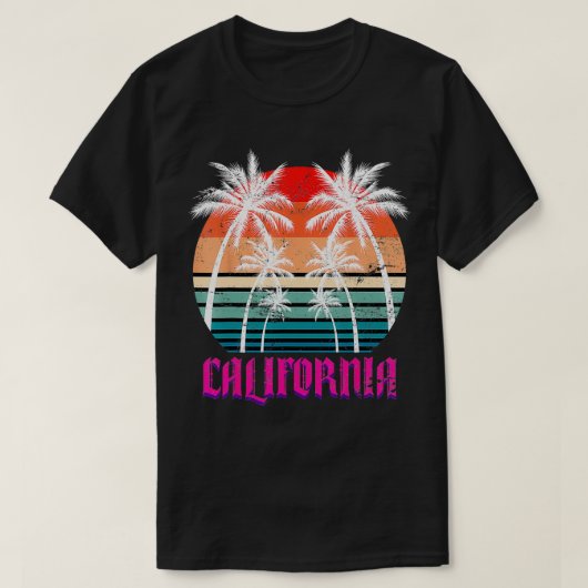 T-shirt Cali Summer Vacances Palm Trees CA Beach Retro Cal (Design devant)