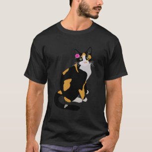 T-shirt Calico Chat Avec Fleur Rose Calico Maman Amoureux