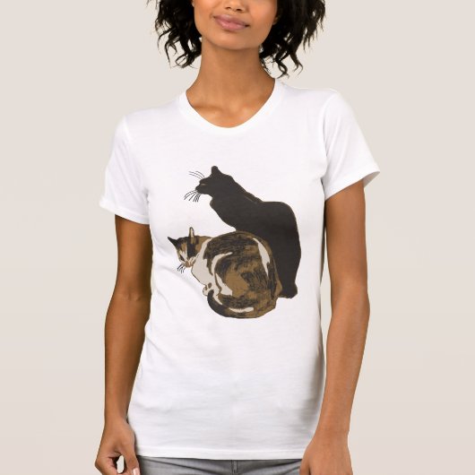 T-shirt Calico Chat Et Chat Noir Coupé (Devant)