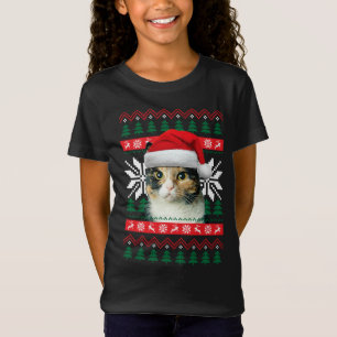 T-Shirt Calico Chat Vilain Chandail de Noël Style Santa Ch