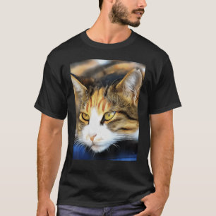 T-shirt Calico Jaune Chat réaliste Portrait d'animal 1