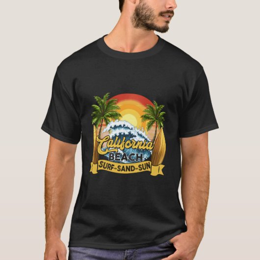 T-shirt California Beach Surf Sand Sun Summer (Devant)