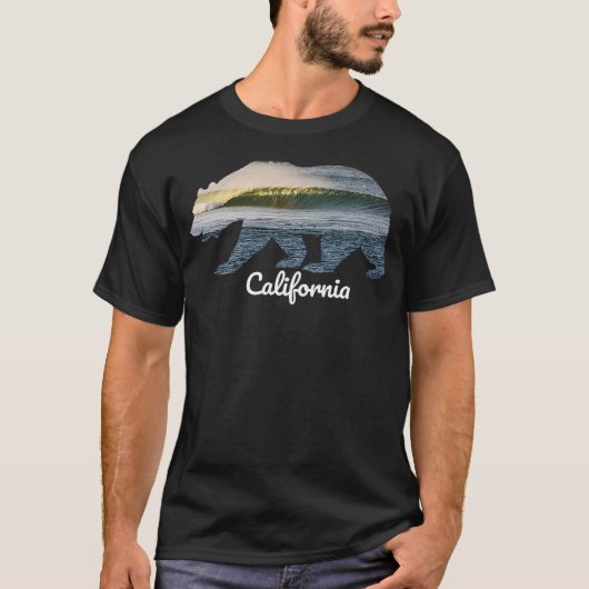 T-shirt California Bear Wave Surf Design (Devant)