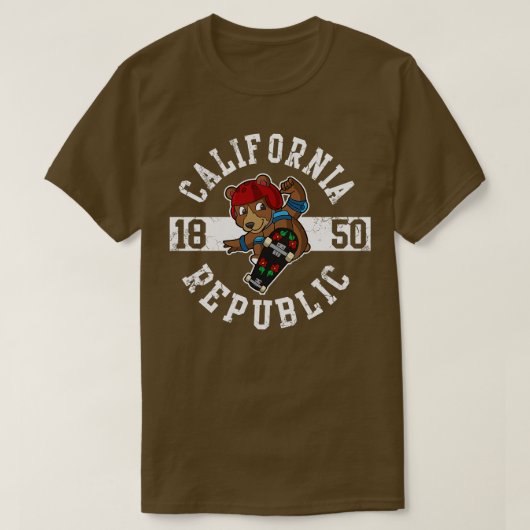 T-shirt California Republic Bear Skateboard (Design devant)