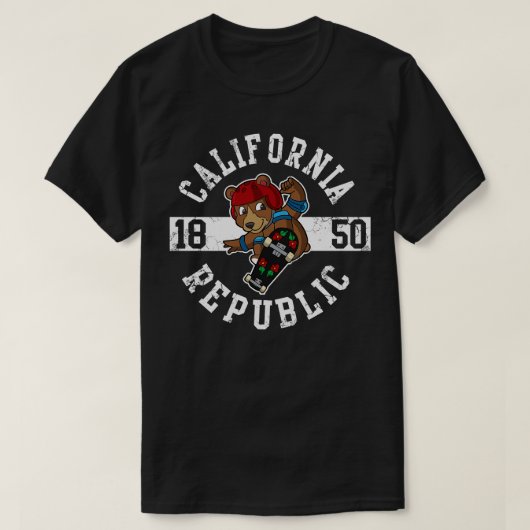 T-shirt California Republic Bear Skateboard (Design devant)