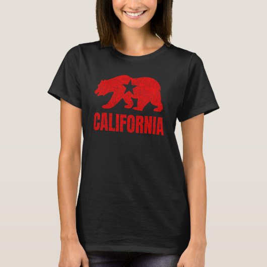 T-shirt California Republic Distressed Bear Design (Devant)