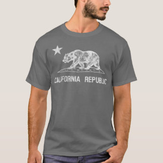 T-shirt California Republic White Distress State Flag Be