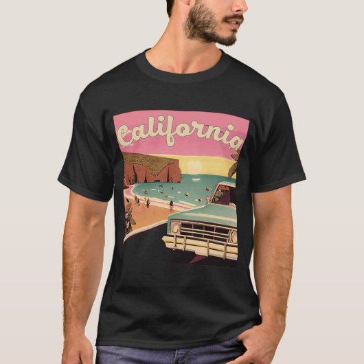 T-shirt California Retro Beach Graphiques de vacances Cali (Devant)