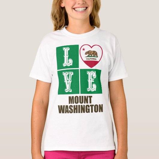 T-shirt California State Flag Heart Love Mount Washington (Devant)
