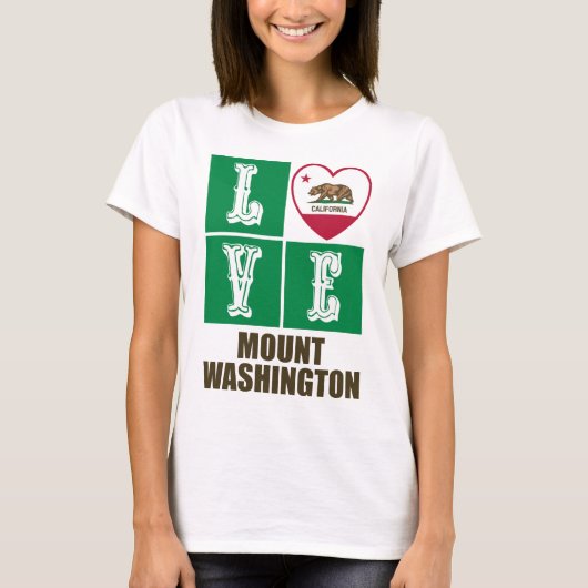 T-shirt California State Flag Heart Love Mount Washington (Devant)