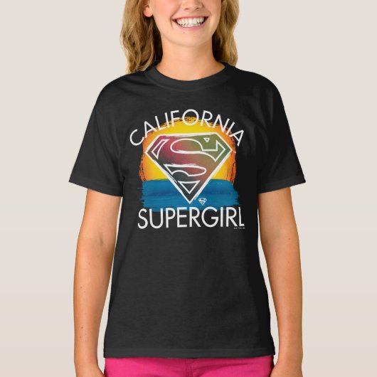 T-shirt California Supergirl Sunset Graphic (Devant)