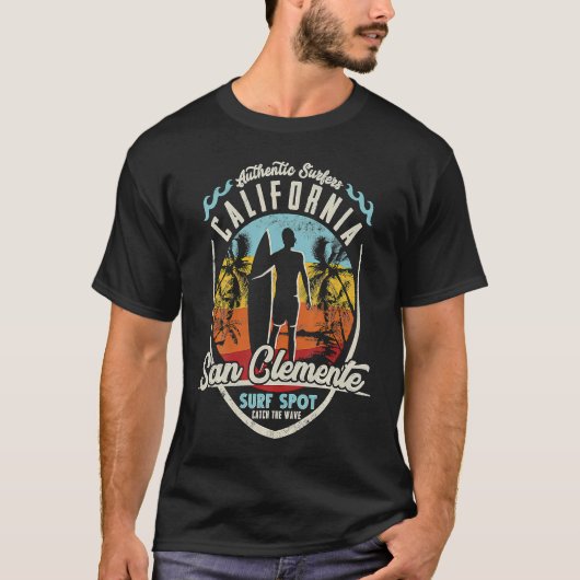 T-shirt California Surfing San Clemente Wave Surfer Paradi (Devant)